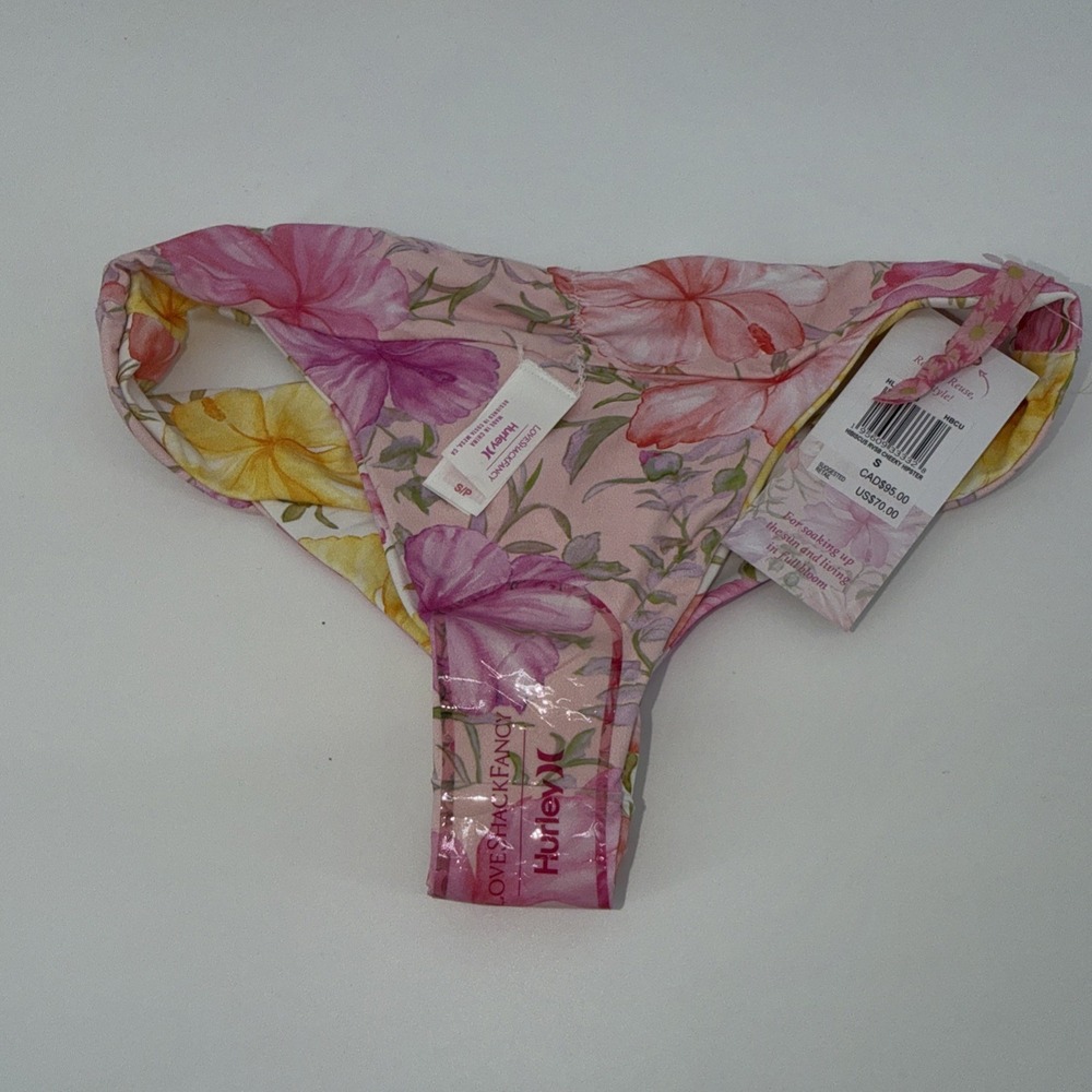Hurley x Love Shack Fancy Women's SM Hibiscus Reversible Cheeky Hipster NEW - Picture 4 of 4